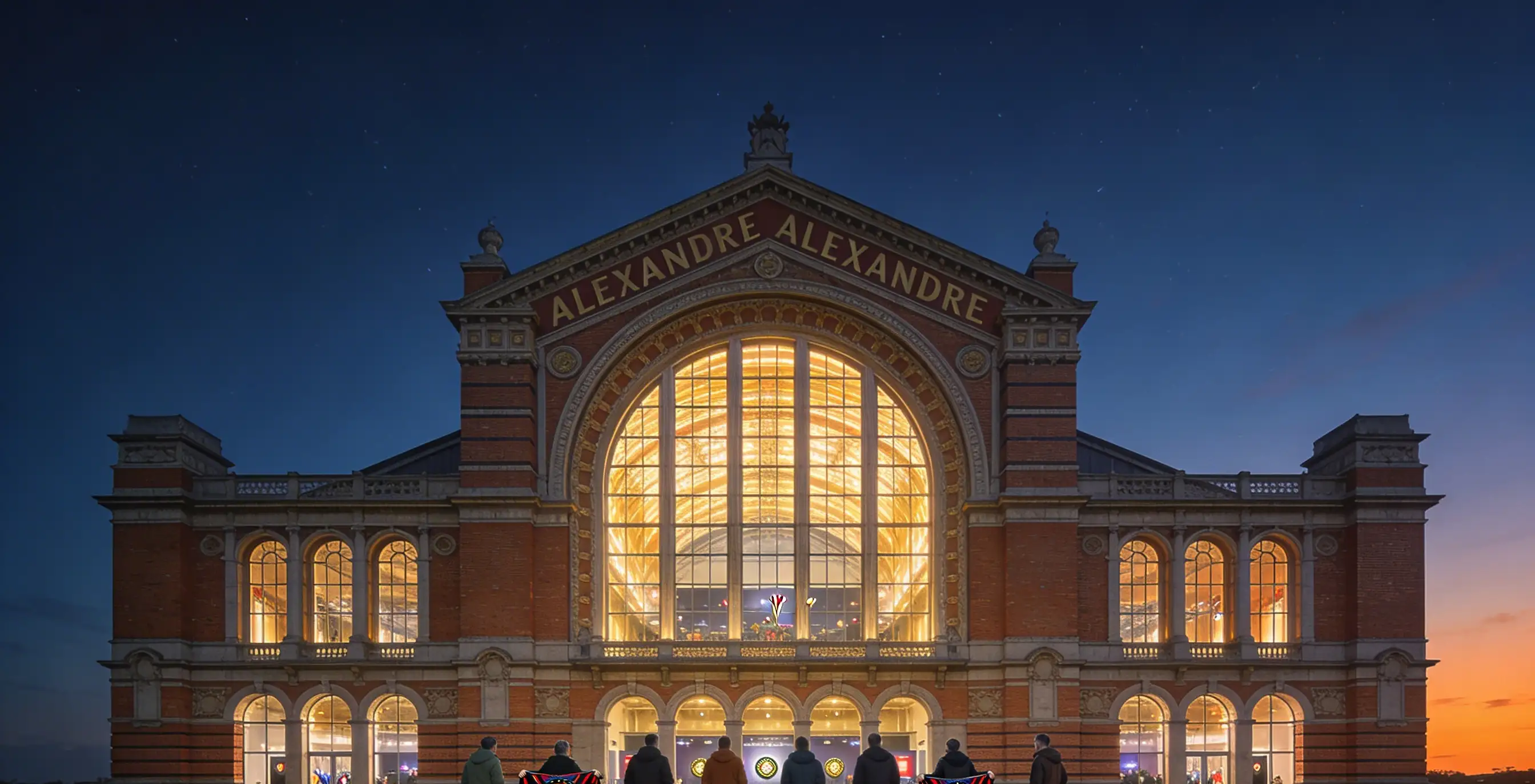 Volle Halle beim PDC-Darts-Turnier im Alexandra Palace mit Bühne und Zuschauern